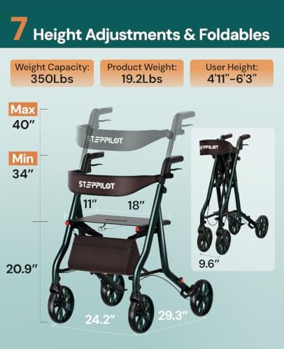 Rollator walker with seat for seniors — photo 4