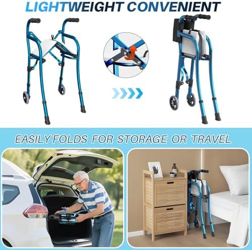 Narrow folding travel walker with seat — photo 5