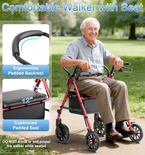Lightweight sixteen pound foldable rollator walker — photo 3