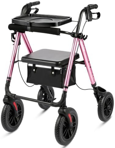 Heavy duty foldable walker with tray