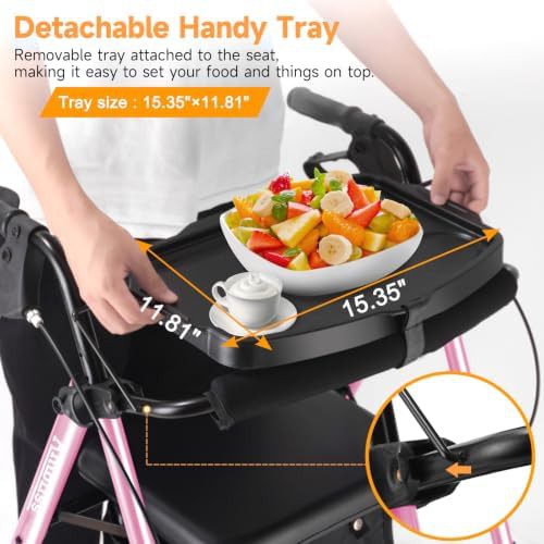 Heavy duty foldable walker with tray — photo 4