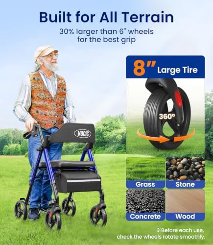 Blue All Terrain Rollator with Padded Seat — photo 4