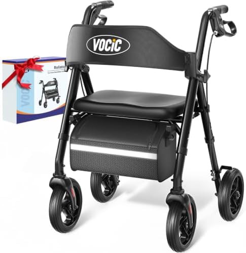 Red Portable Walker with Eight Inch Wheels