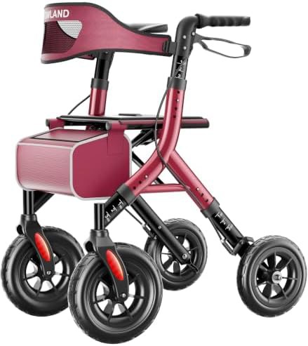 All terrain rollator with ten inch wheels