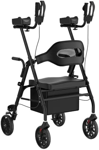 Upright stand up walker with padded seat