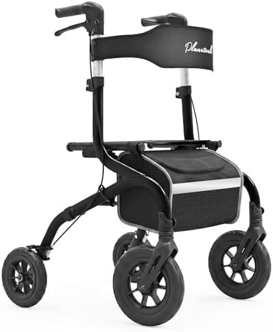 Rollator with padded seat and large wheels