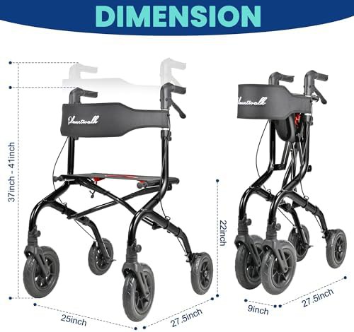 Rollator with padded seat and large wheels — photo 4