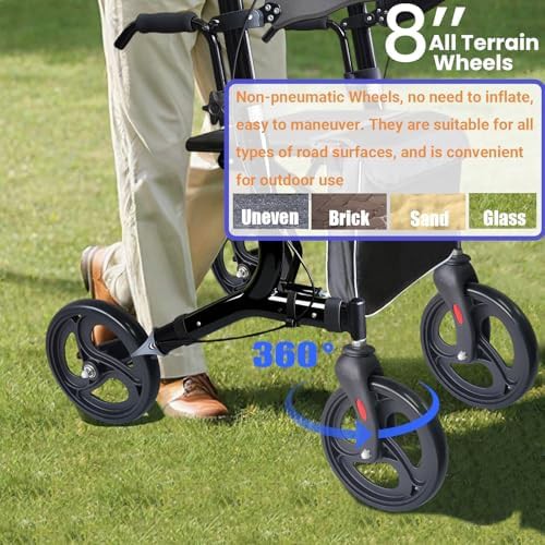 Black upright walker with 8 inch wheels — photo 4
