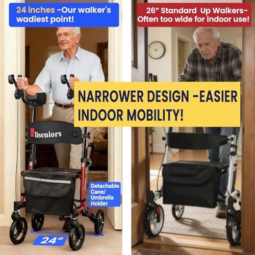 Aluminum upright foldable senior rollator — photo 3
