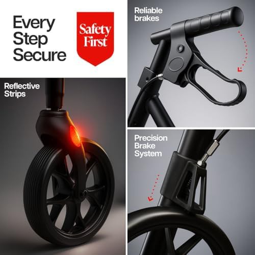Red foldable rollator with 8 in wheels — photo 4