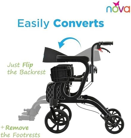 Black hybrid rollator and transport chair — photo 3