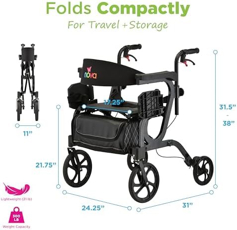 Black hybrid rollator and transport chair — photo 5