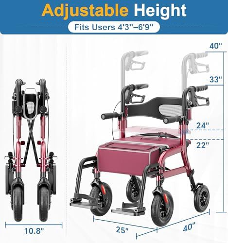 Two in one rollator walker wheelchair combo — photo 5