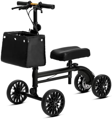 Black steerable knee scooter dual brakes