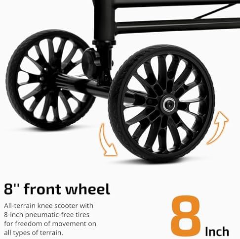 Black steerable knee scooter dual brakes — photo 3