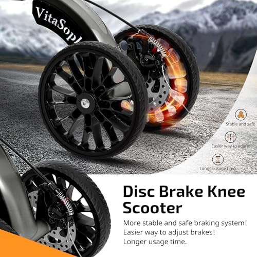 Black steerable knee scooter dual brakes — photo 4