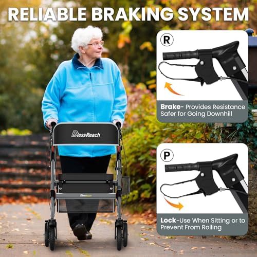 Gray heavy duty steel folding rollator — photo 5