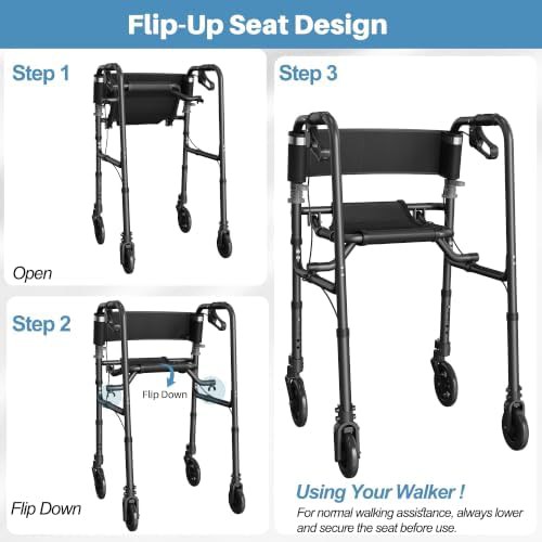 Four wheel rollator with padded seat — photo 4
