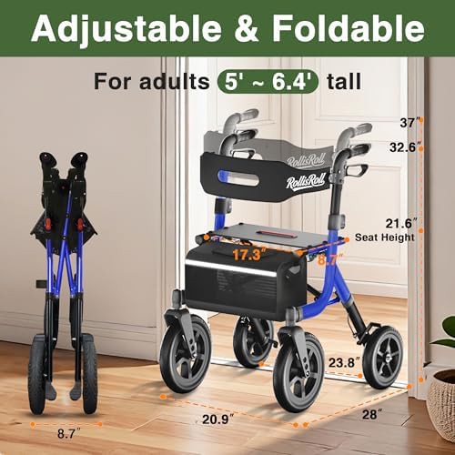 Blue all terrain rollator with 12 inch wheels — photo 5