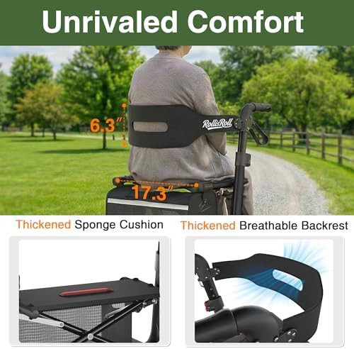 Black all terrain rollator with backrest — photo 4
