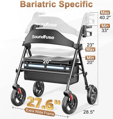 Bariatric steel walker with twenty inch seat — photo 3