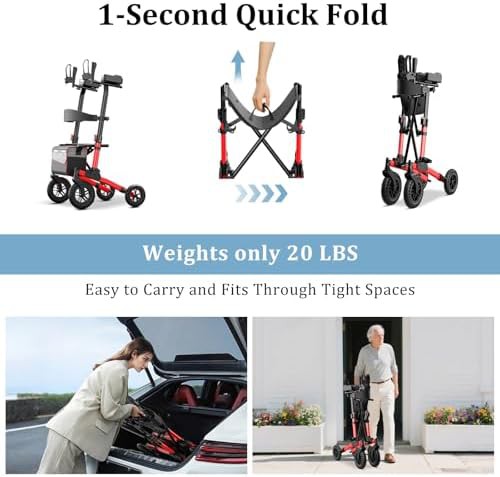 Upright rollator walker with integrated seat — photo 4