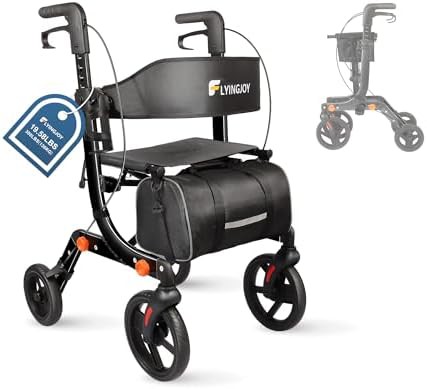 Lightweight rollator with 10 inch all terrain tires