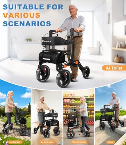 Lightweight rollator with 10 inch all terrain tires — photo 5
