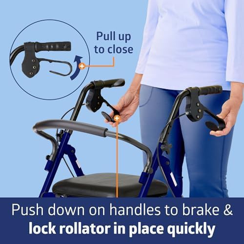 Blue aluminum rollator with eight inch wheels — photo 5