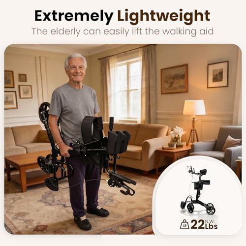 Black upright walker with armrest and pedal — photo 4