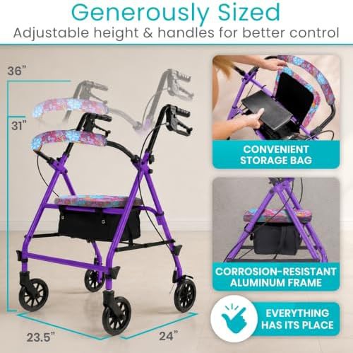 Steel folding narrow rolling walker with seat — photo 5