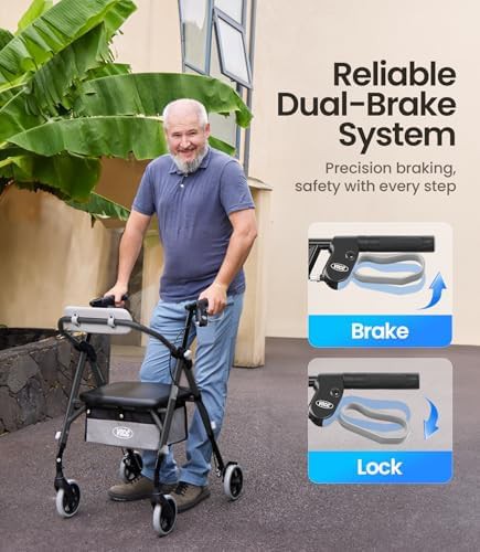Standard rollator walker with gray frame — photo 5