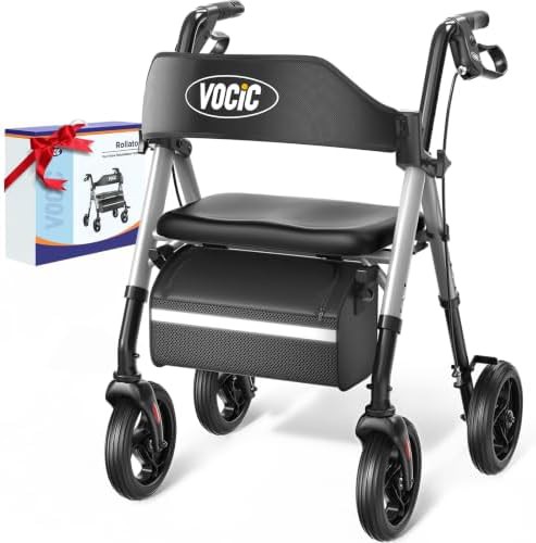Silver Compact Folding Rollator Walker