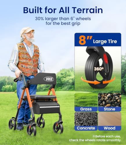 All terrain folding rollator with eight inch wheels — photo 4
