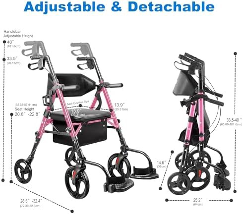 Two in one transport chair and rollator combo — photo 4