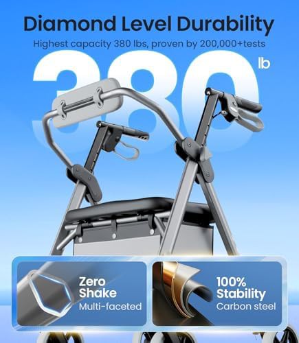 Z11 steel frame walker with padded seat — photo 3