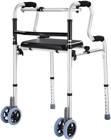 Folding walker with eight height adjustments