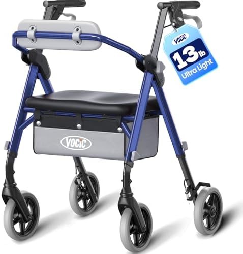 Lightweight aluminum rollator with white frame