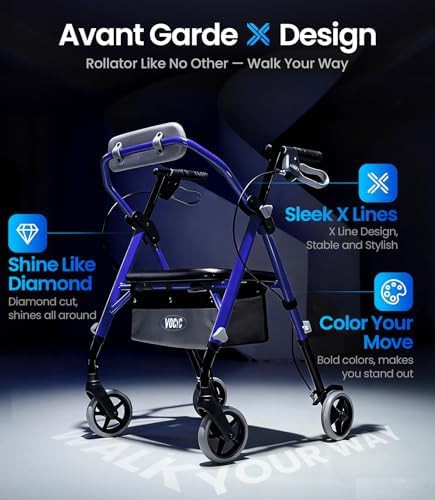 Lightweight aluminum rollator with white frame — photo 3