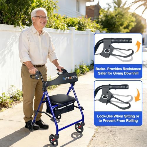 Blue Rollator Walker with One Hand Carry — photo 3