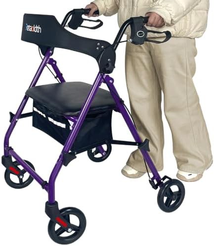 Purple Rollator Walker with One Hand Carry