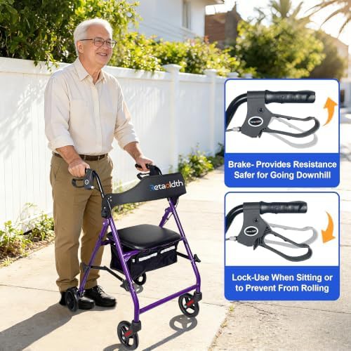 Purple Rollator Walker with One Hand Carry — photo 3