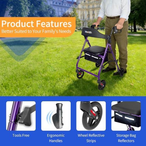 Purple Rollator Walker with One Hand Carry — photo 4