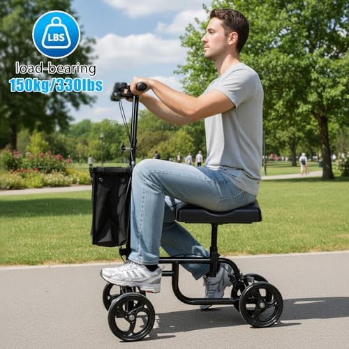 Black steerable steel knee scooter for adults — photo 4