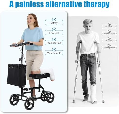 Black steerable steel knee scooter for adults — photo 5