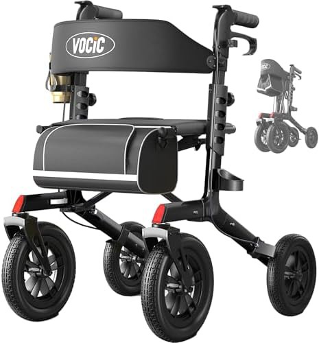 All terrain rollator with silver frame