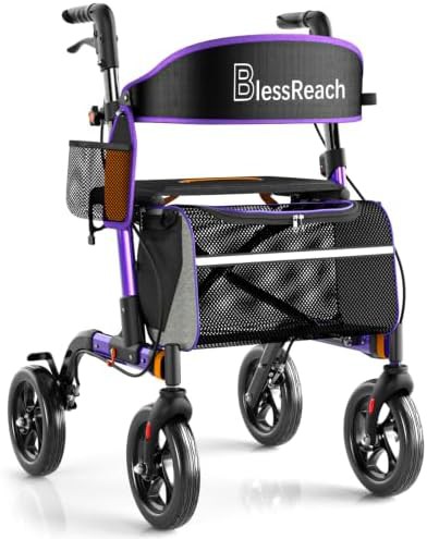 Purple aluminum high capacity rollator with seat