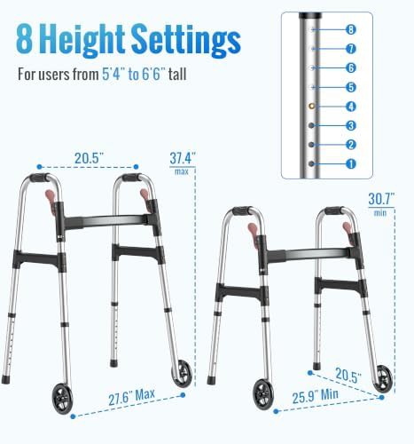 Standard aluminum foldable walking frame for seniors — photo 3
