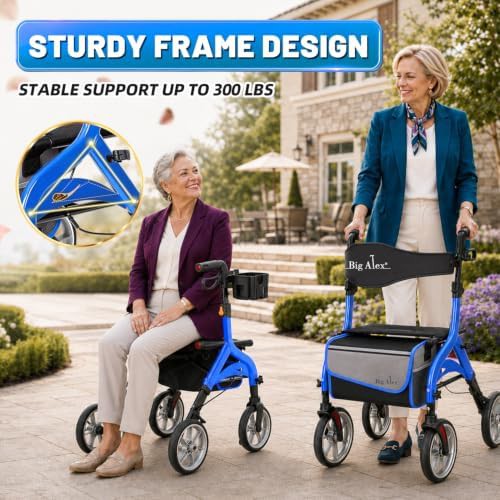 Blue aluminum rollator with large wheels — photo 5