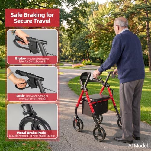 Foldable Senior Walker with Swivel Casters — photo 5